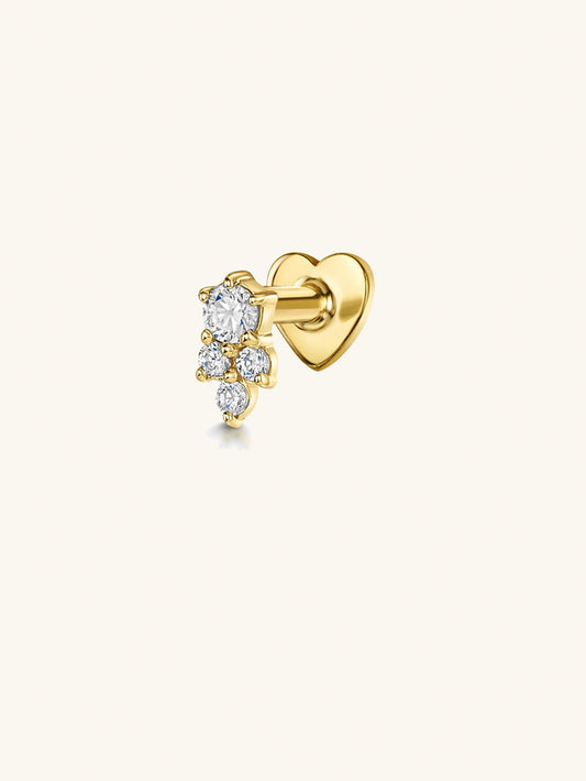 S925 Zircon Threaded Ear Piercing Stud
