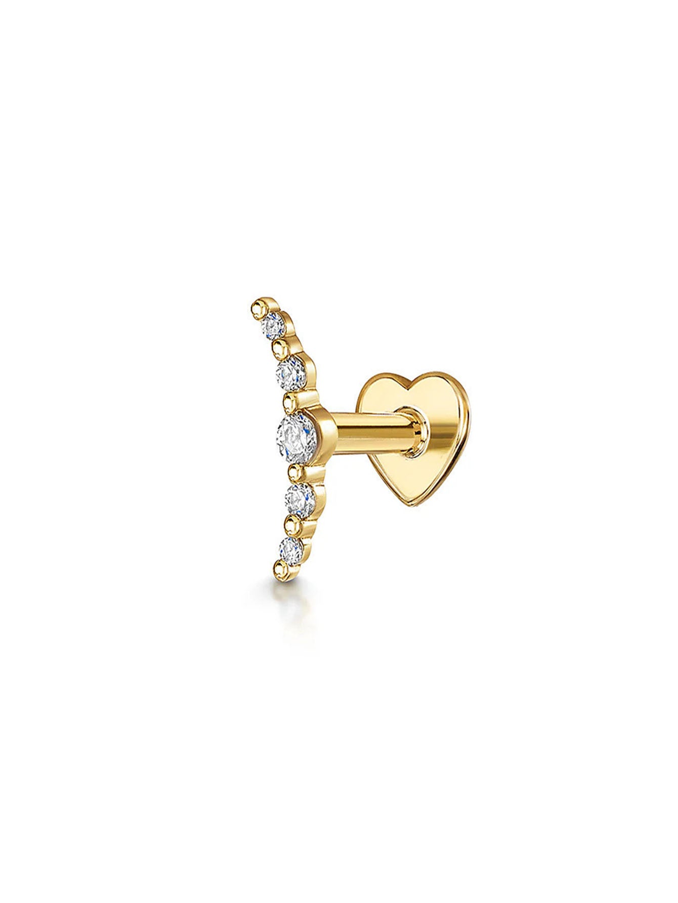 S925 Arc Zircon Ear Piercing Stud