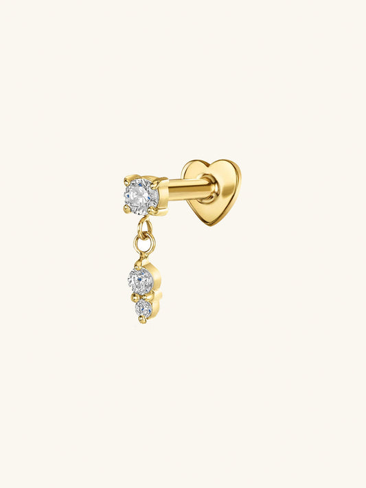S925 Zircon Threaded Ear Piercing Stud