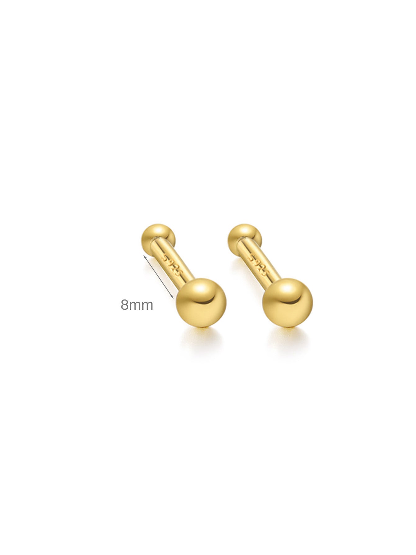 S925 Sterling Silver Minimalist Multiple Sizes Piercing Stud Earring