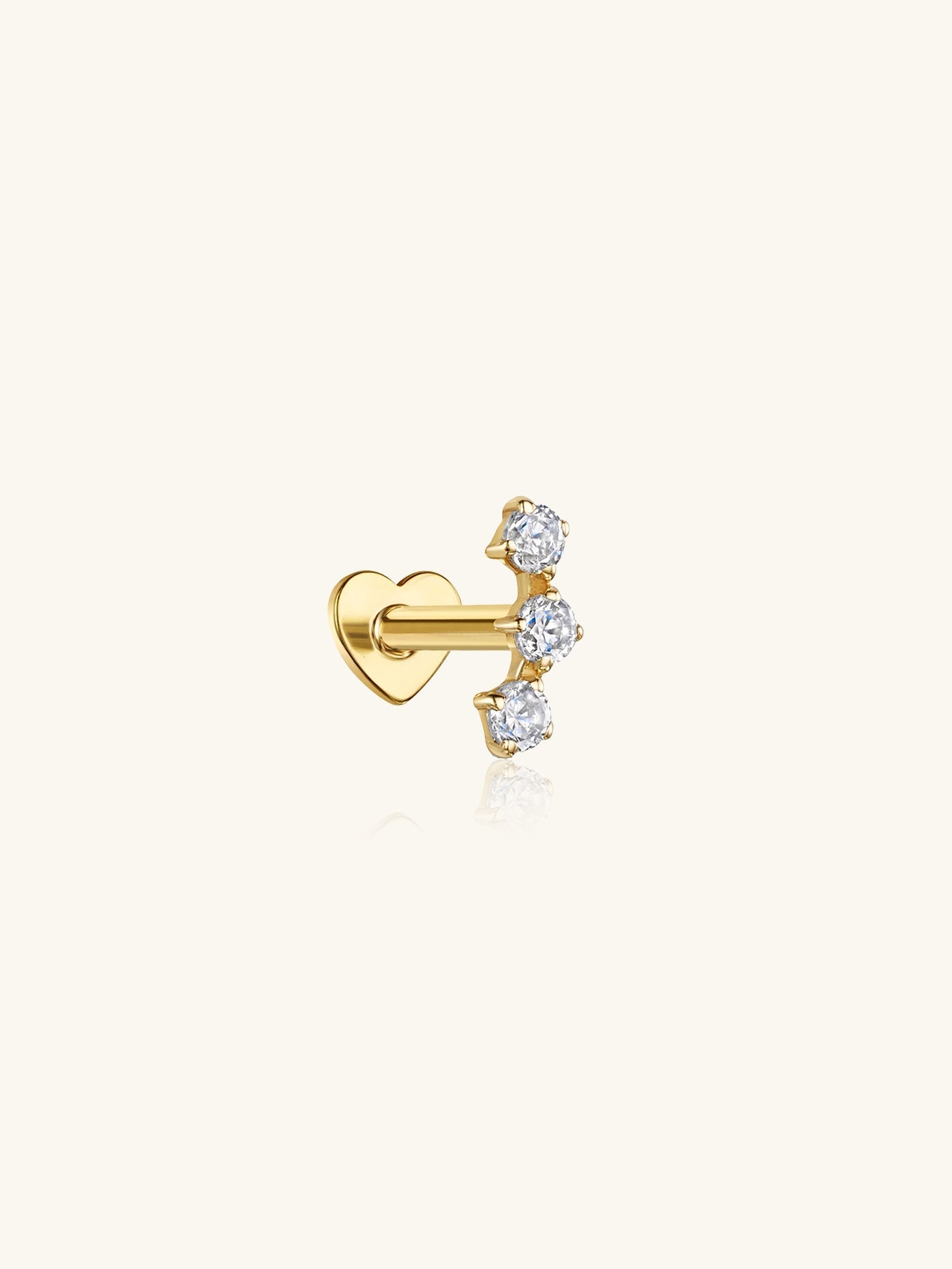 S925 Sterling Silver Trio Zircon Reversible Flatback Piercing Stud