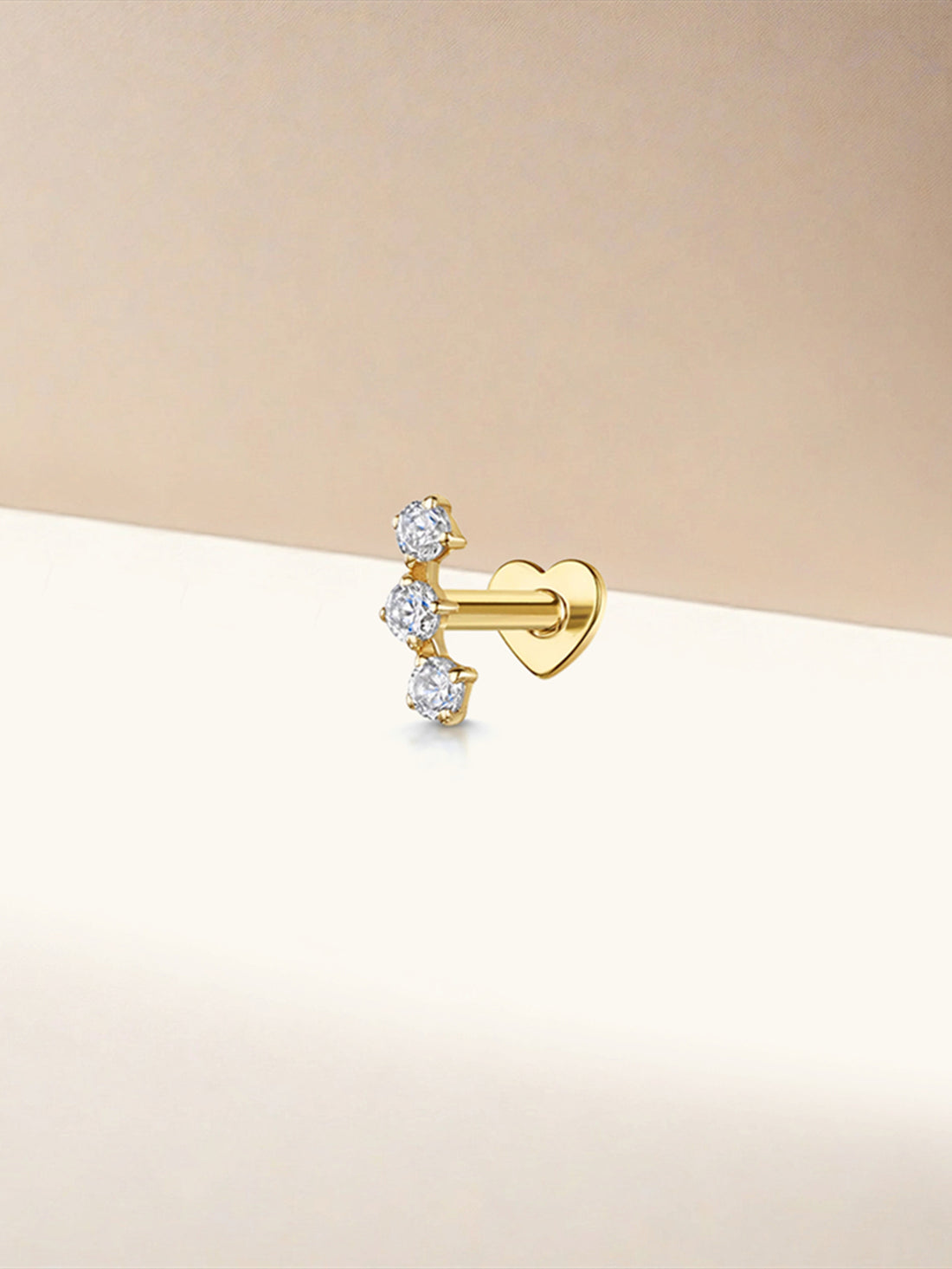 S925 Sterling Silver Trio Zircon Reversible Flatback Piercing Stud