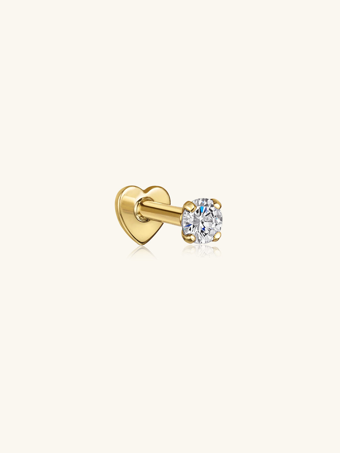 S925 Sterling Silver Four-Claw Solitaire Zircon Double-Sided Piercing Stud Earring