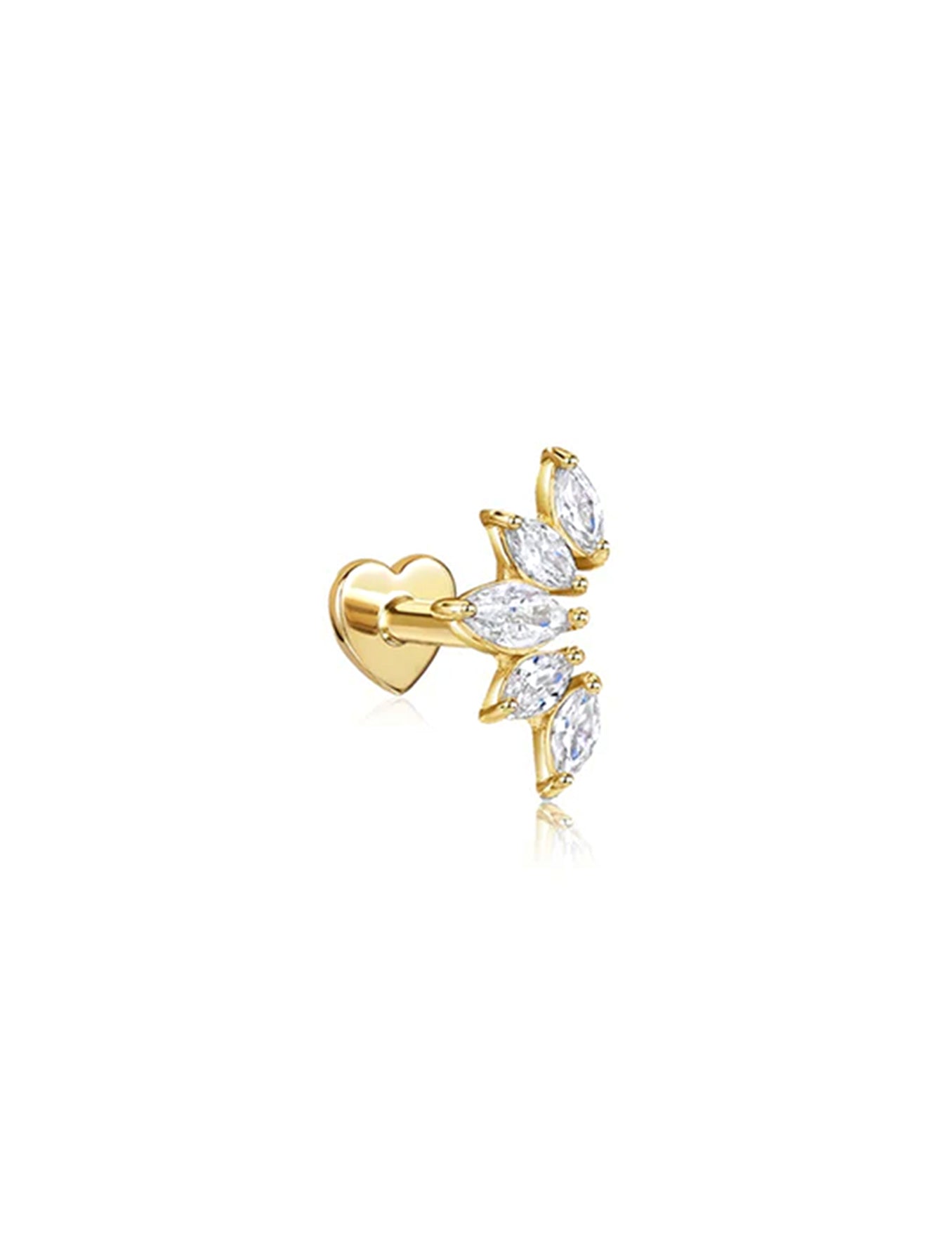 S925 Crown Zircon Heart Elegant Piercing Stud Earring