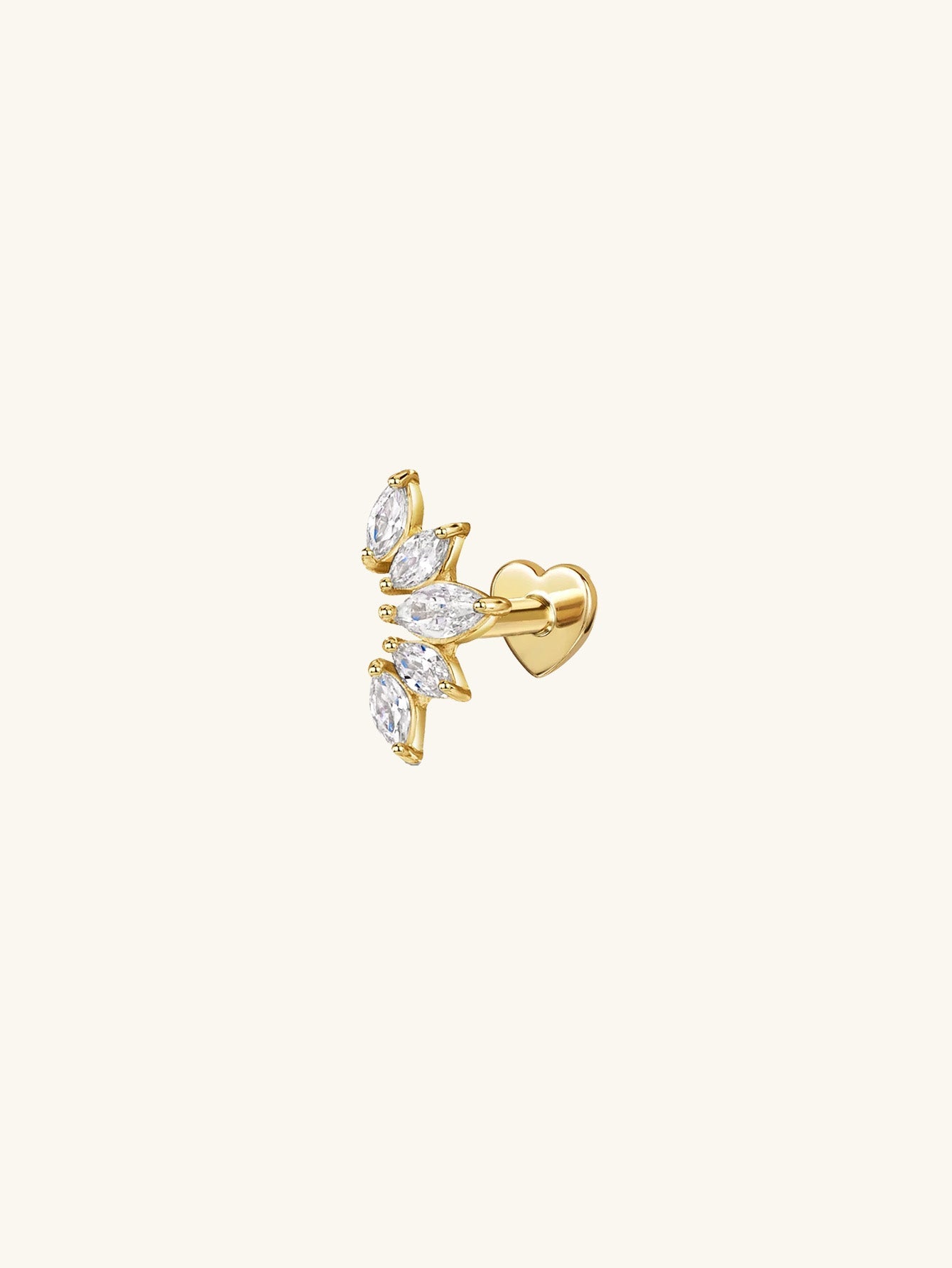 S925 Crown Zircon Heart Elegant Piercing Stud Earring