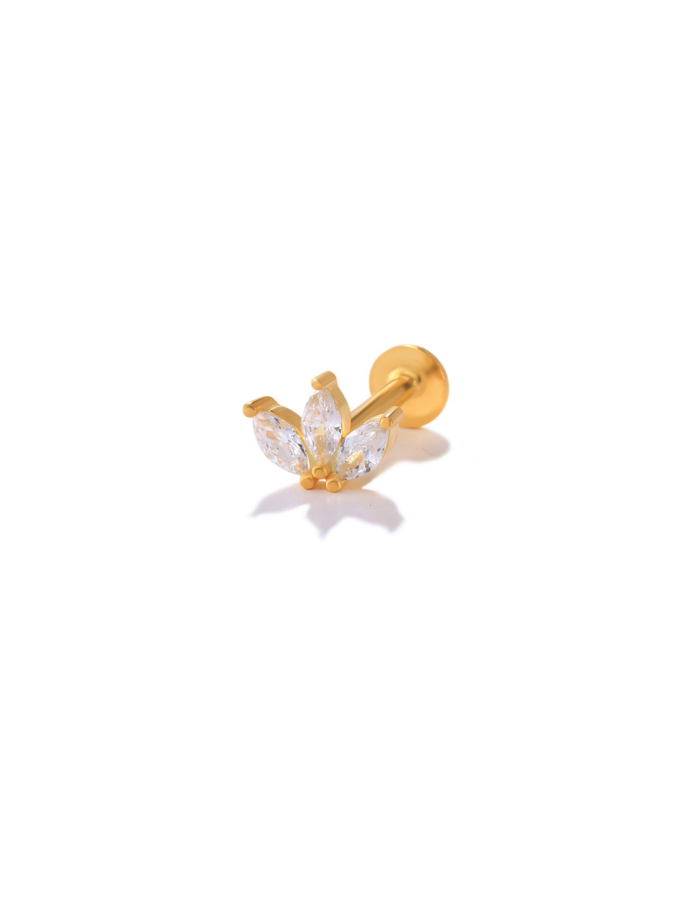 S925 Crown Zircon Heart Elegant Piercing Stud Earring