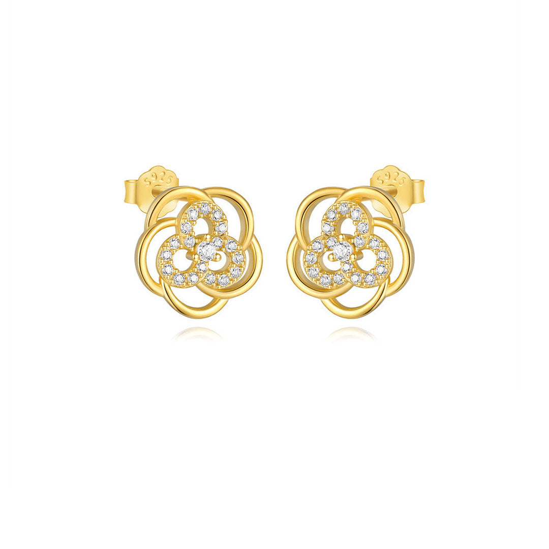 S925 Sterling Silver Petal Pearl Stud Earrings