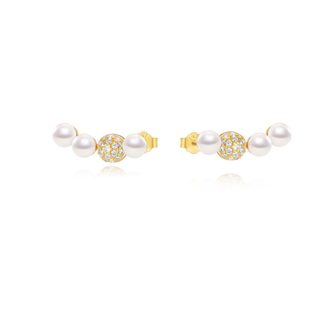 S925 Sterling Silver Petal Pearl Stud Earrings