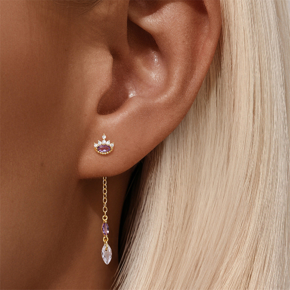 S925 Sterling Silver Drops Star Tassel Studs Piercing Earrings Series