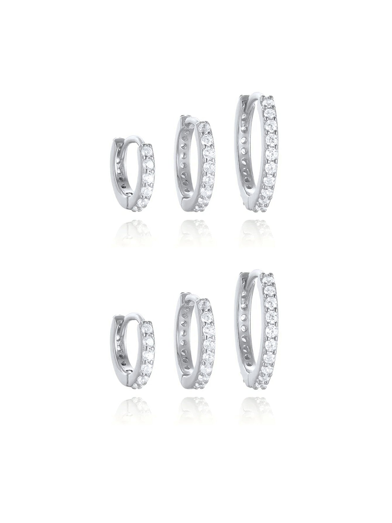S925 Multi-Size Sparkling Zirconia Hoop Earring Set