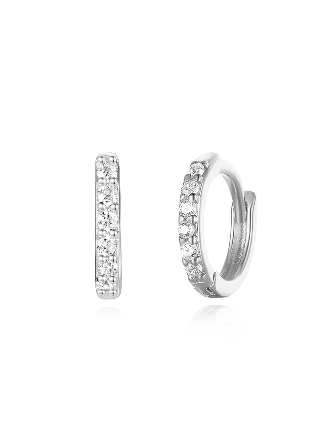 925 Sterling Silver Flower Zirconia Stud Earring Set