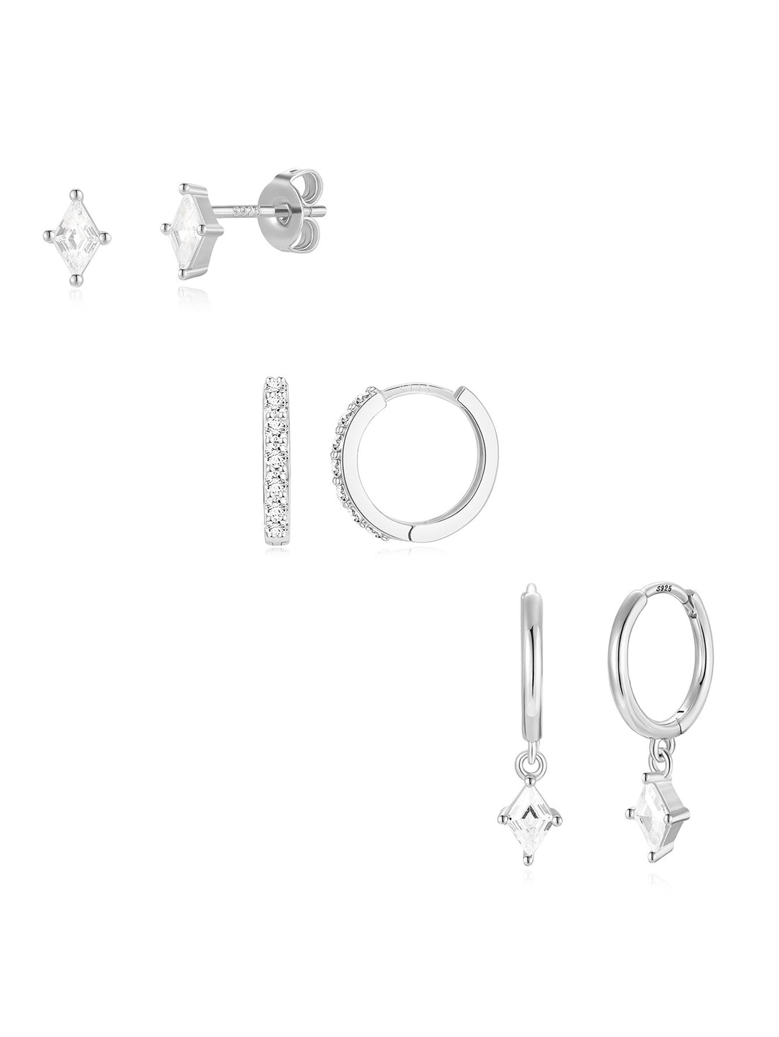 S925 Minimalist Zirconia Earrings Set