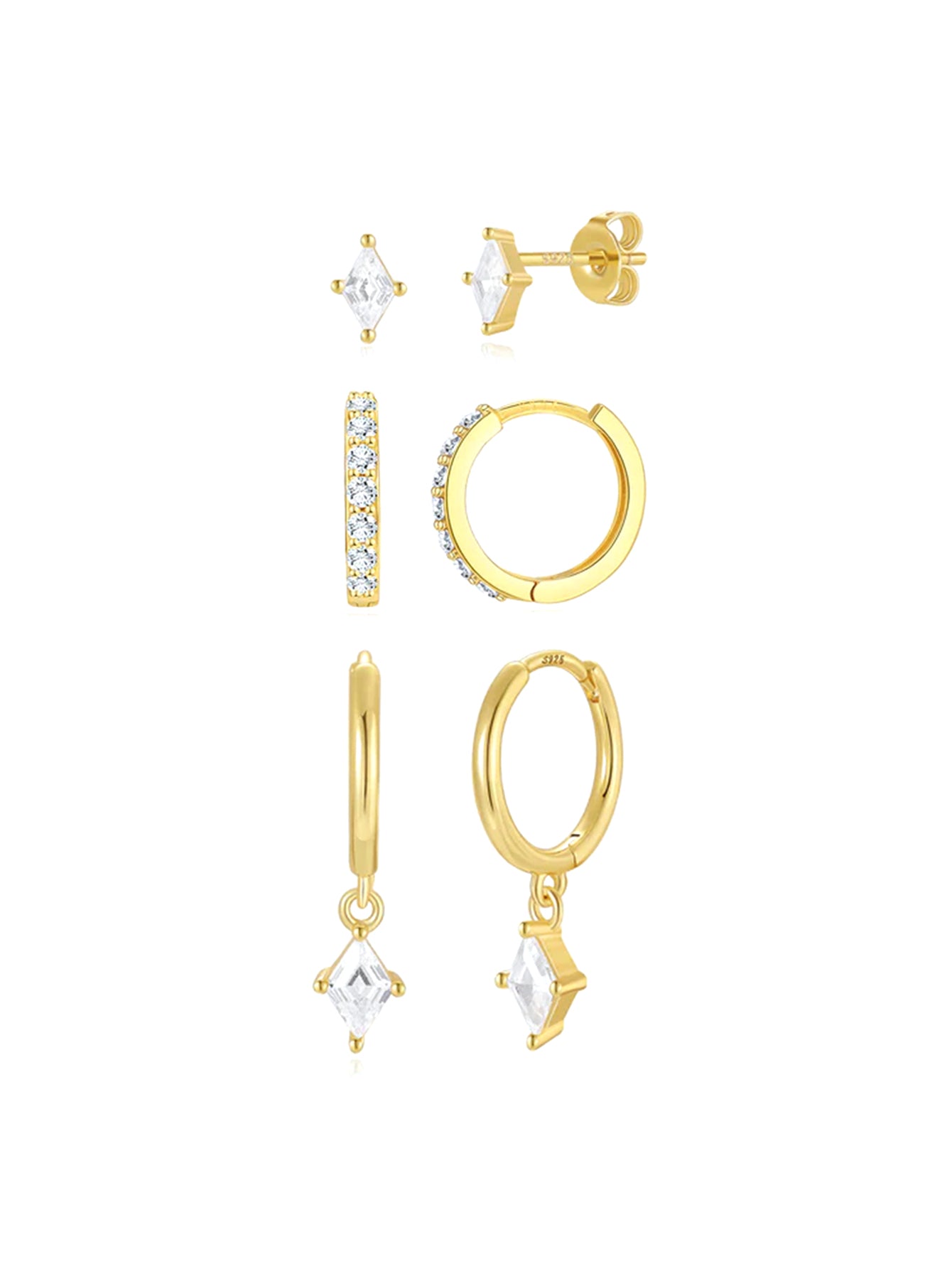 S925 Minimalist Zirconia Earrings Set