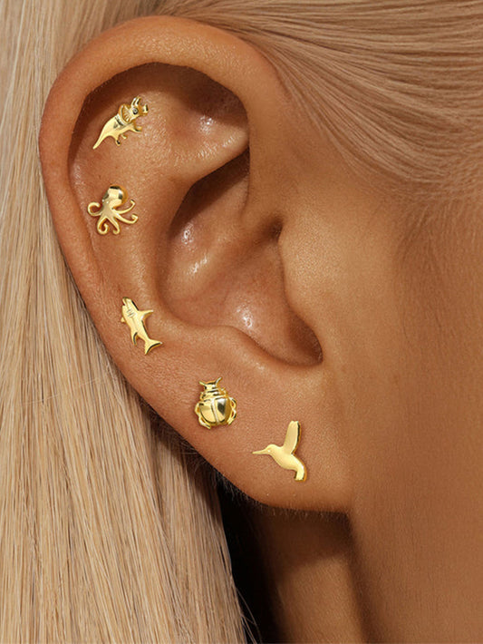 925 Sterling Silver Waterproof Animal Design Ear Piercing Stud