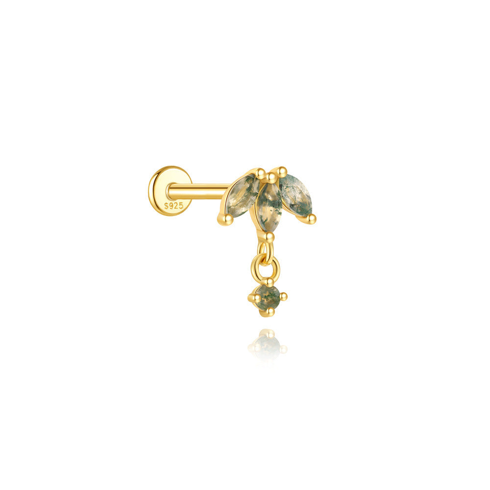 925 Sterling Silver Water Grass Agate Stud Earrings Series