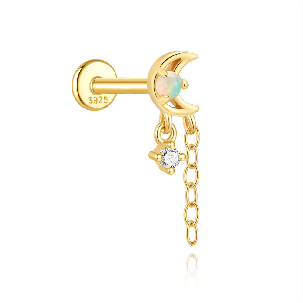 S925 Gold Plated Sterling Silver Waterproof Clover Tassel Floral Stud Earrings Series