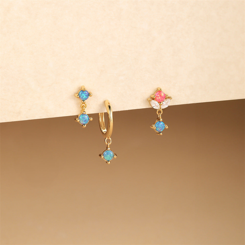 S925 Sterling Silver Colorful Hoop Stud Earrings