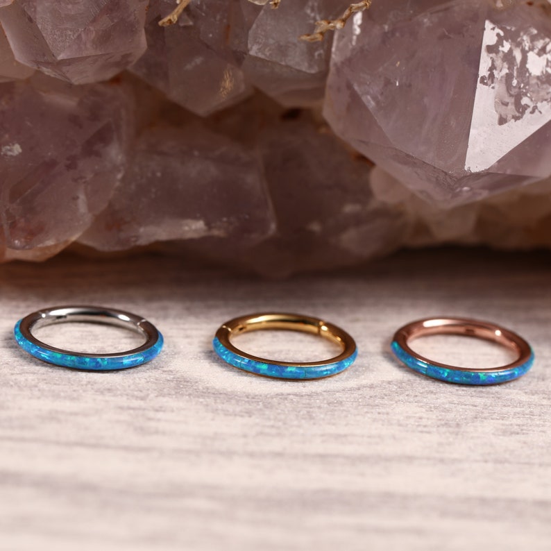 G23 Titanium Waterproof Blue Opal Hoop – Versatile Earring & Nose Ring