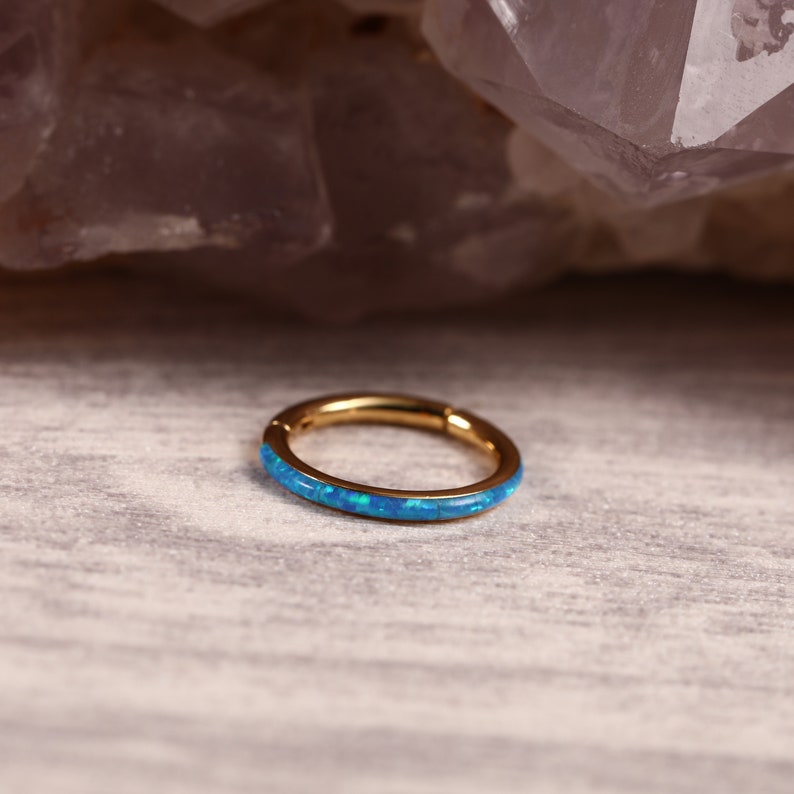G23 Titanium Waterproof Blue Opal Hoop – Versatile Earring & Nose Ring