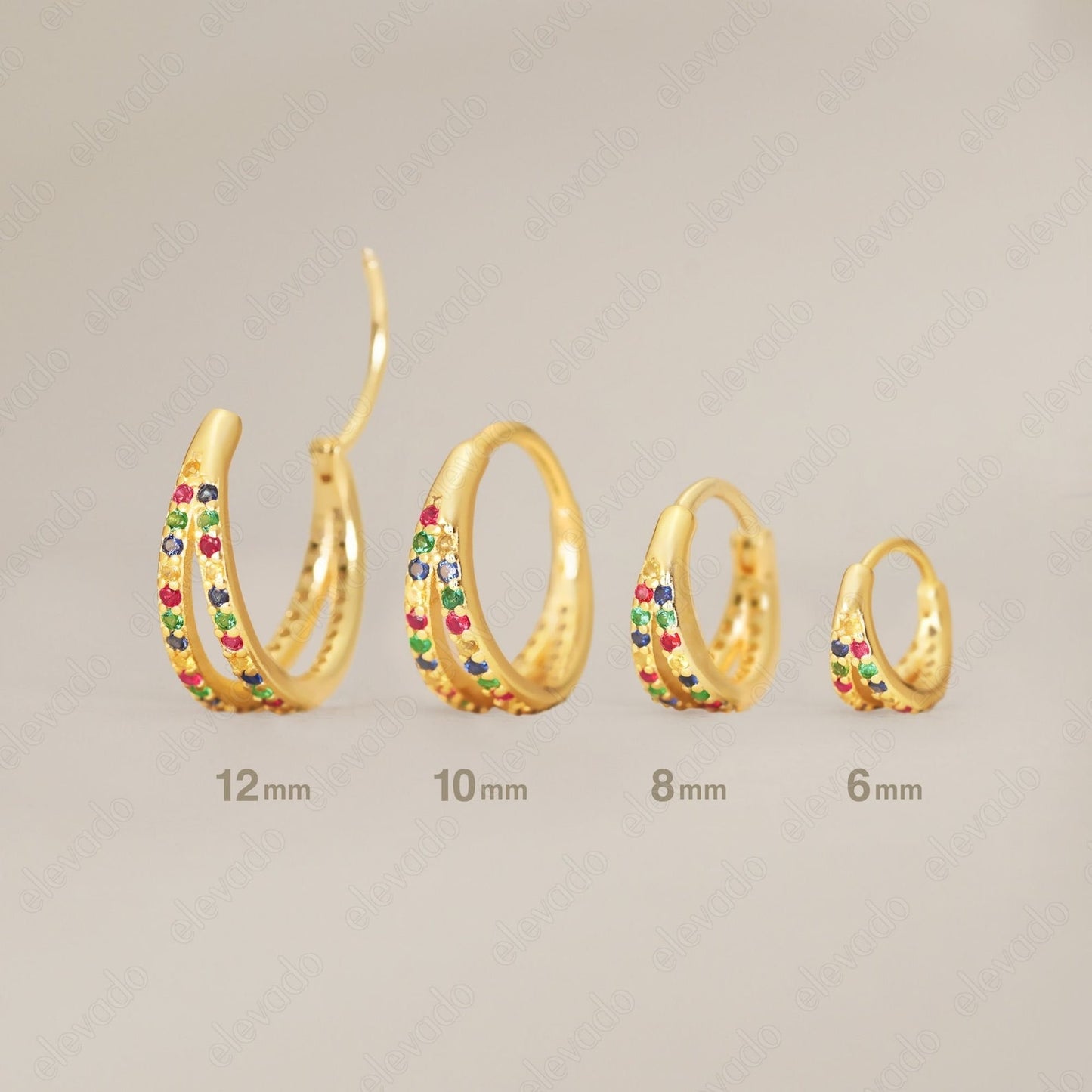 G23 Titanium Waterproof Rainbow Paved Conch Clicker Hoop Earring