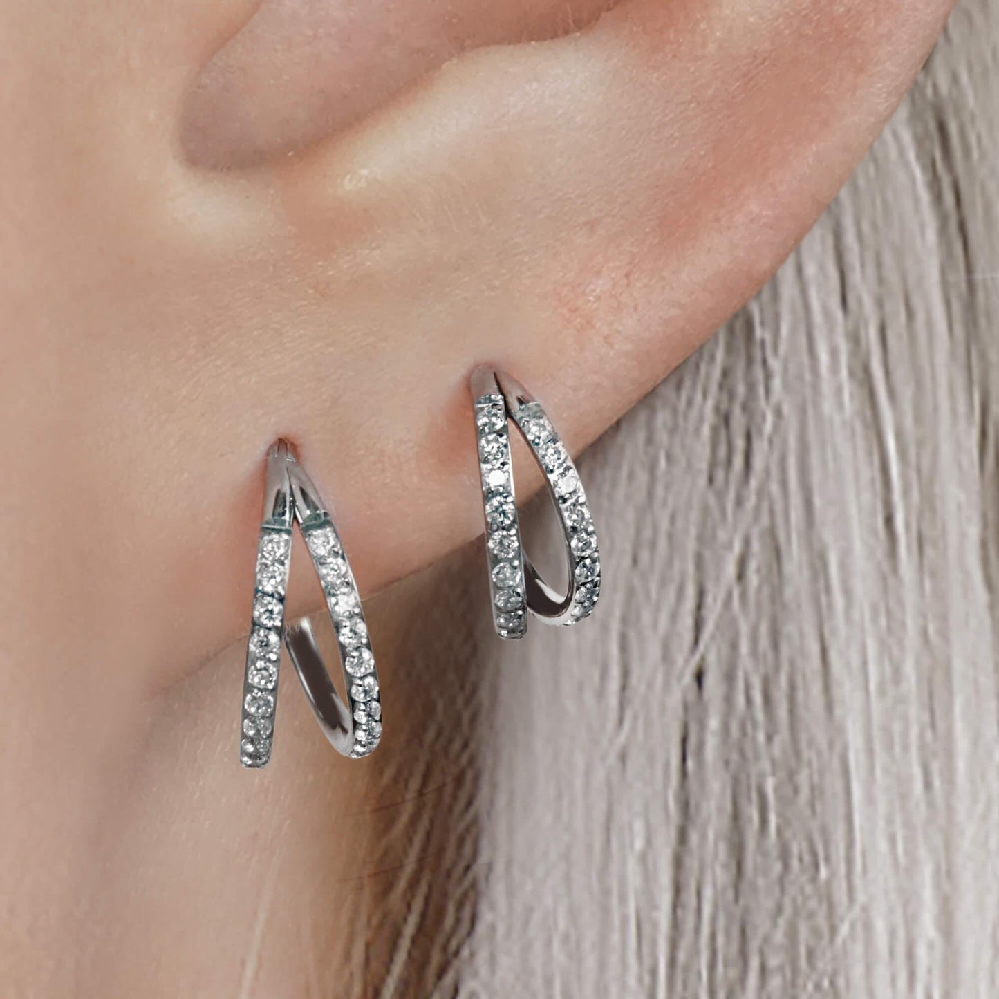 G23 Titanium Waterproof Double Pave CZ Cartilage Hoop