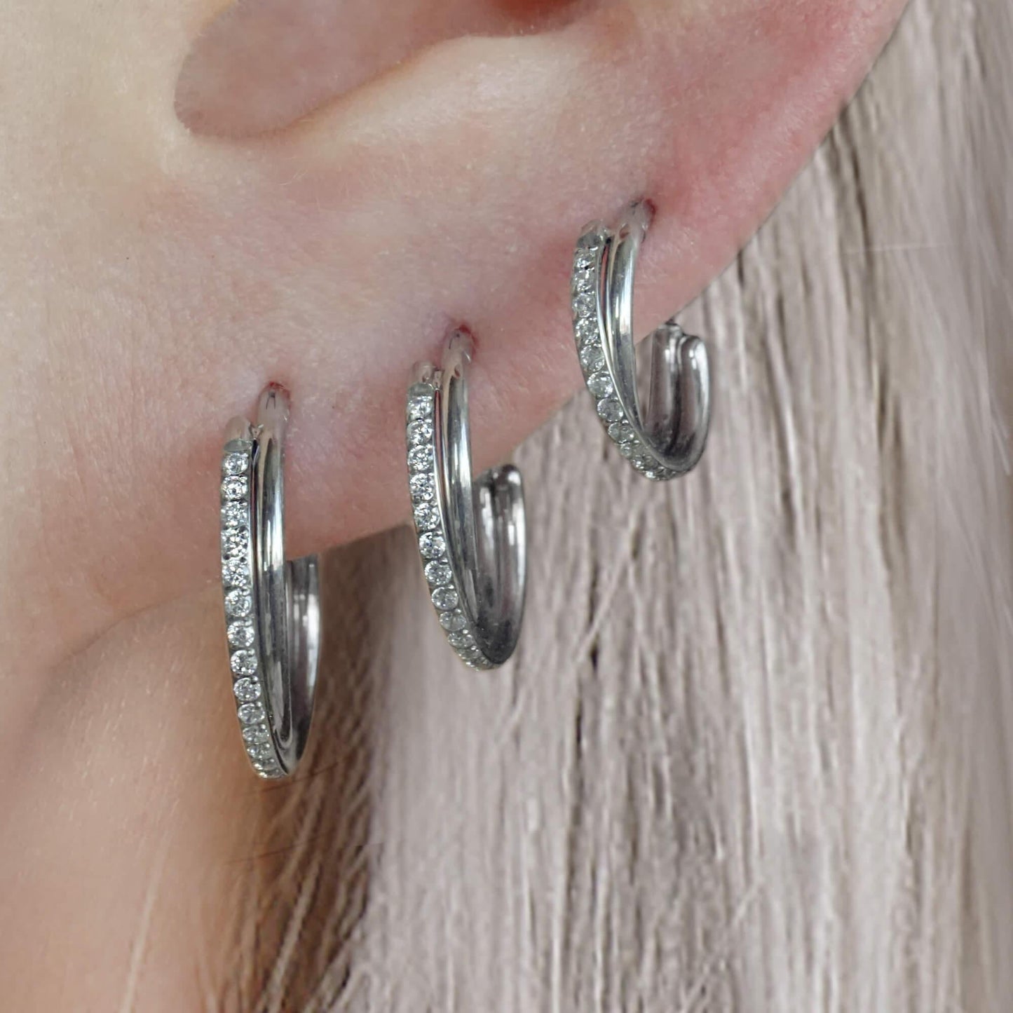G23 Titanium Waterproof CZ Crystal Cartilage Hoop – 16G Double Layer