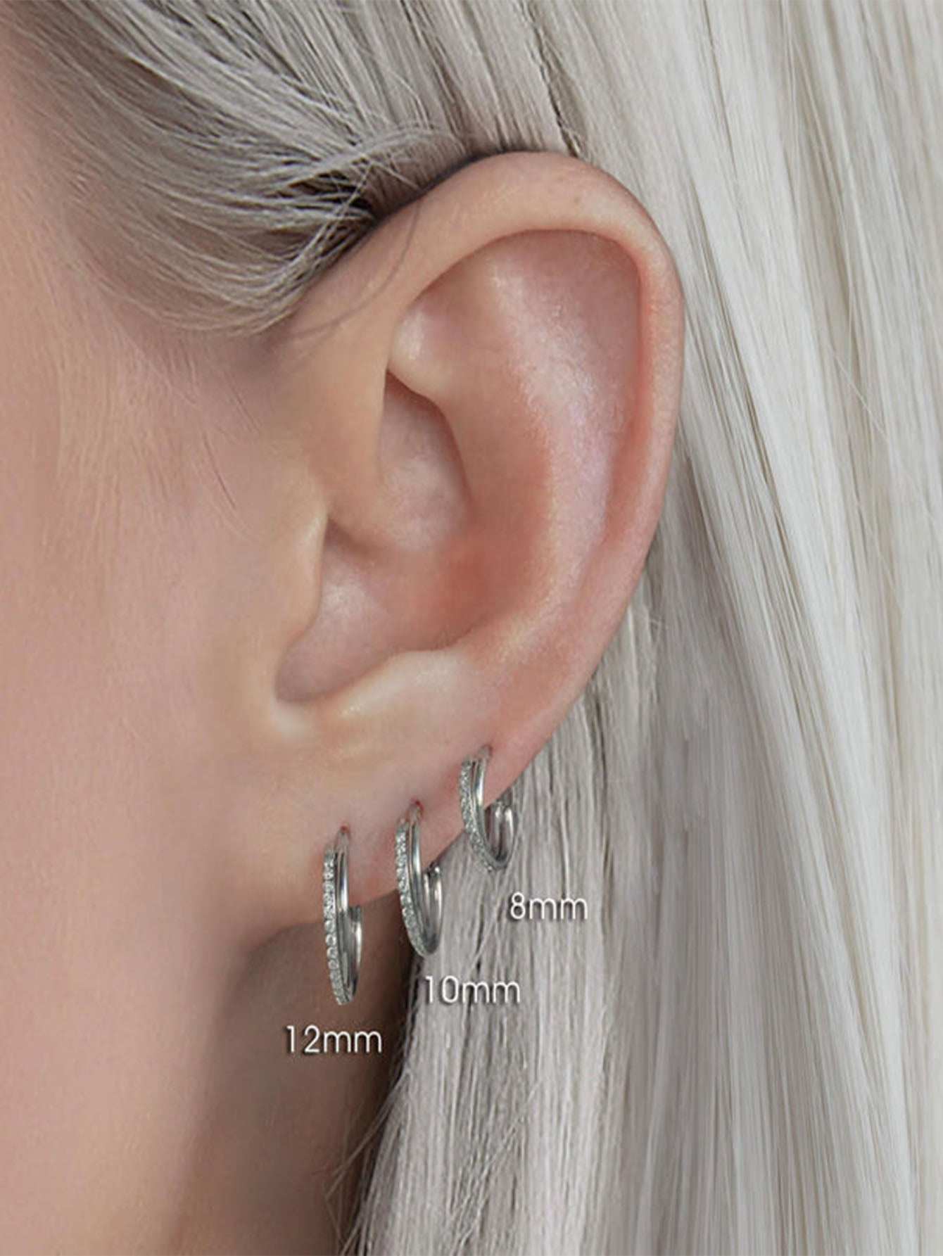 G23 Titanium Waterproof CZ Crystal Cartilage Hoop – 16G Double Layer
