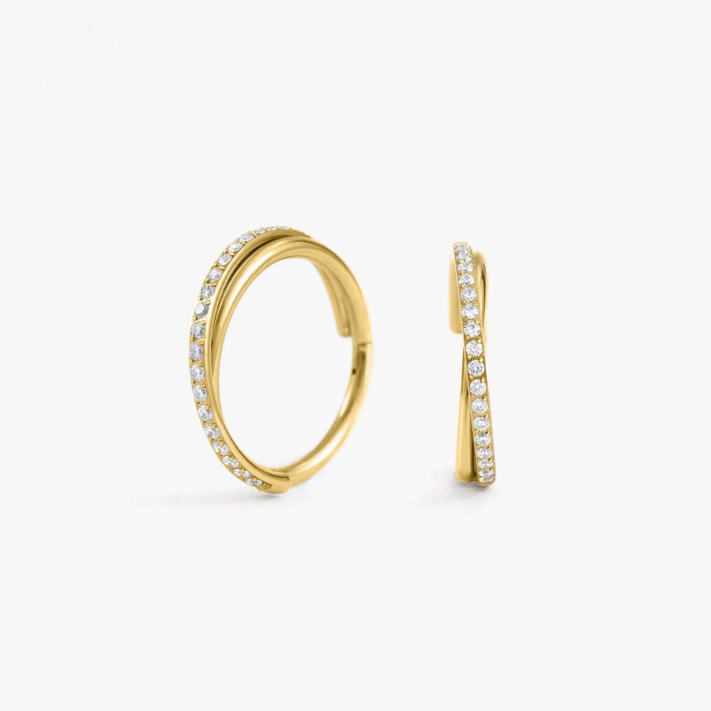 G23 Titanium Waterproof CZ Crystal Cartilage Hoop – 16G Double Layer