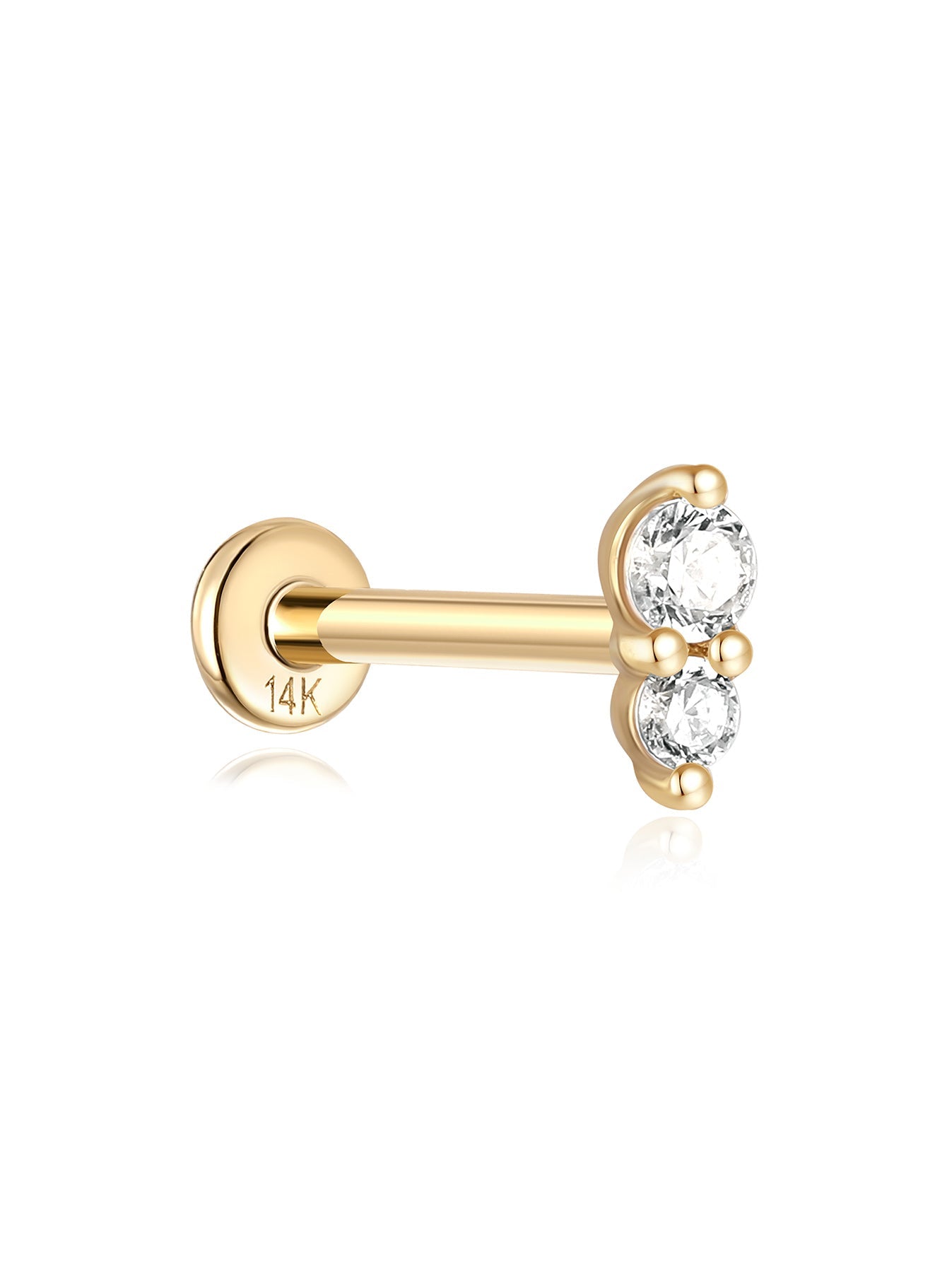 14K Solid Gold Waterproof Twisted Rope Piercing Stud