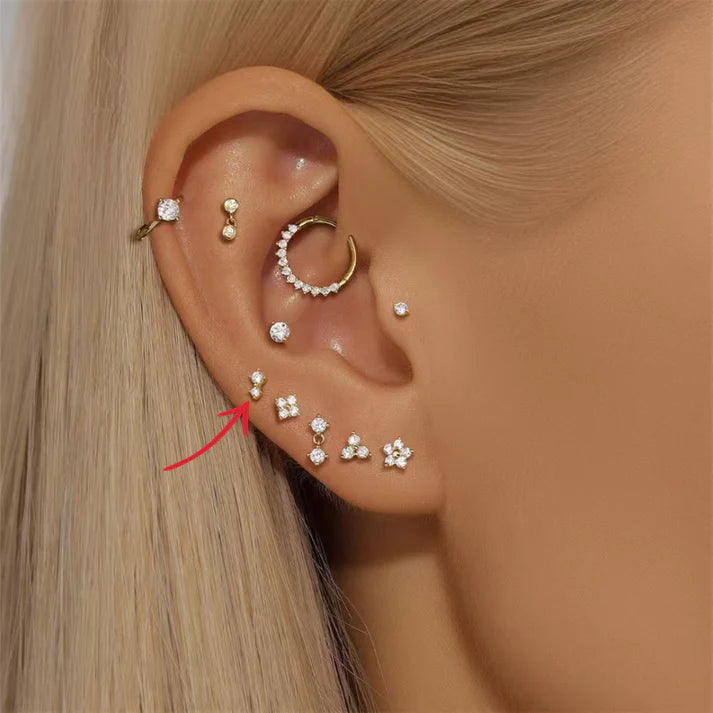 14K Solid Gold Waterproof Twisted Rope Piercing Stud