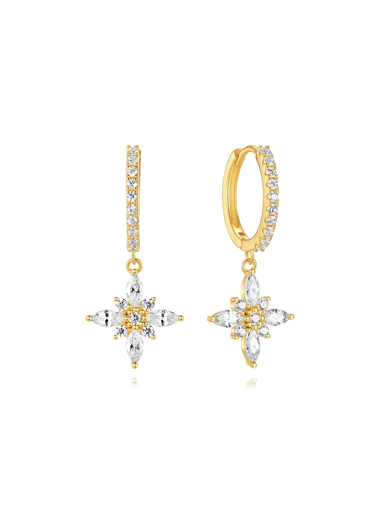 S925 Flower Inlaid Zircon Earrings