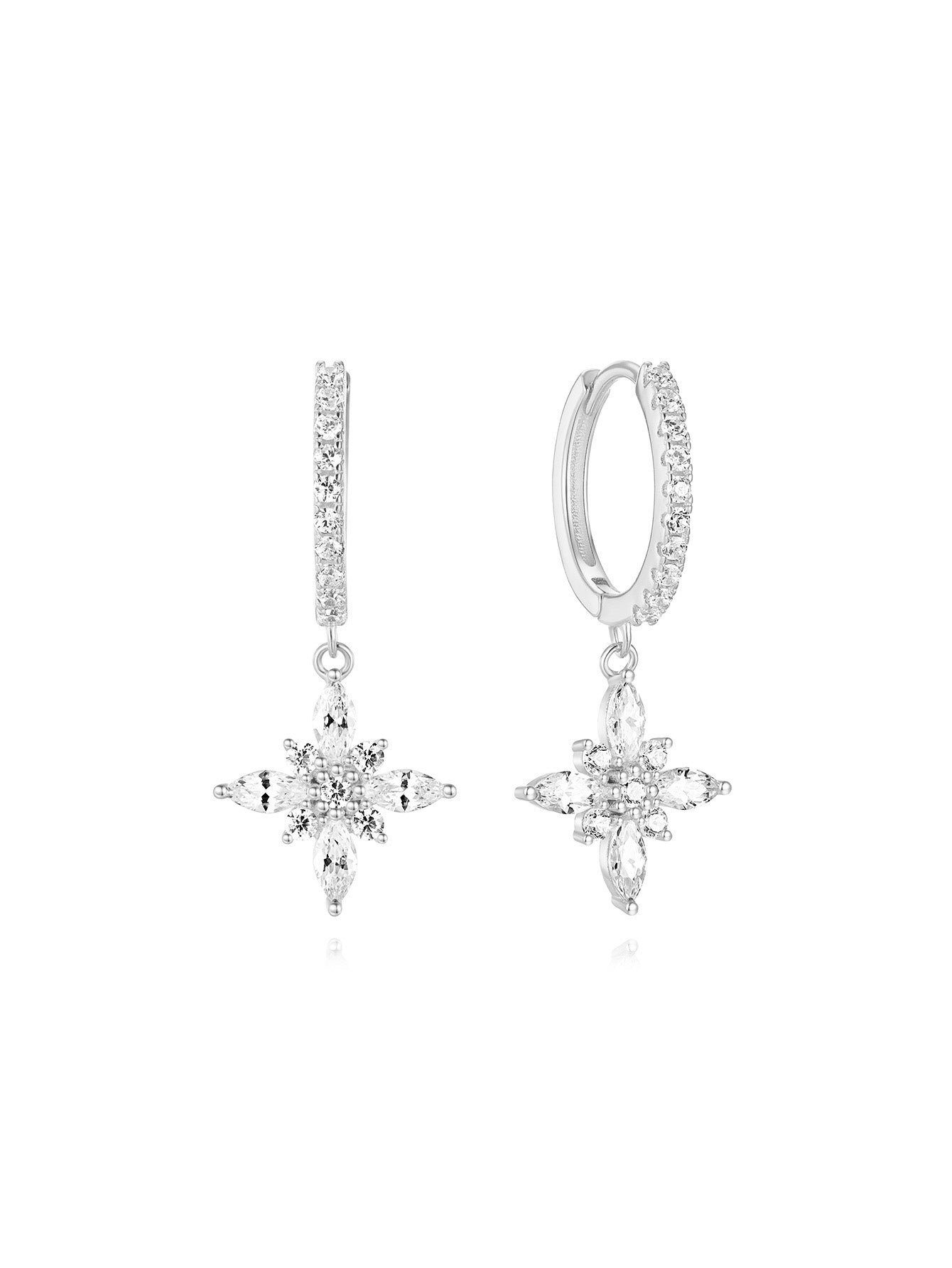 S925 Flower Inlaid Zircon Earrings