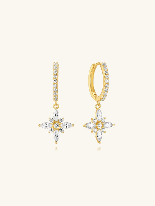S925 Flower Inlaid Zircon Earrings