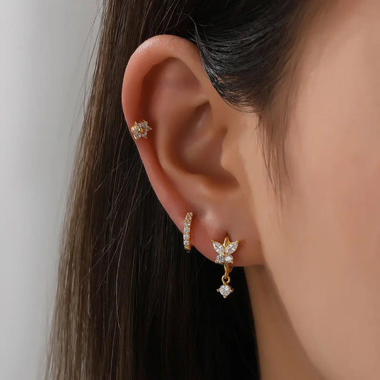 S925 Crystal Butterfly Huggie Earrings