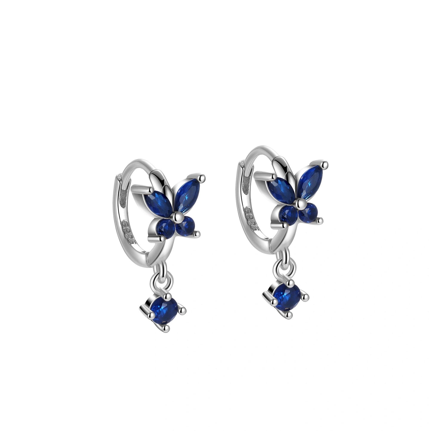 S925 Crystal Butterfly Huggie Earrings