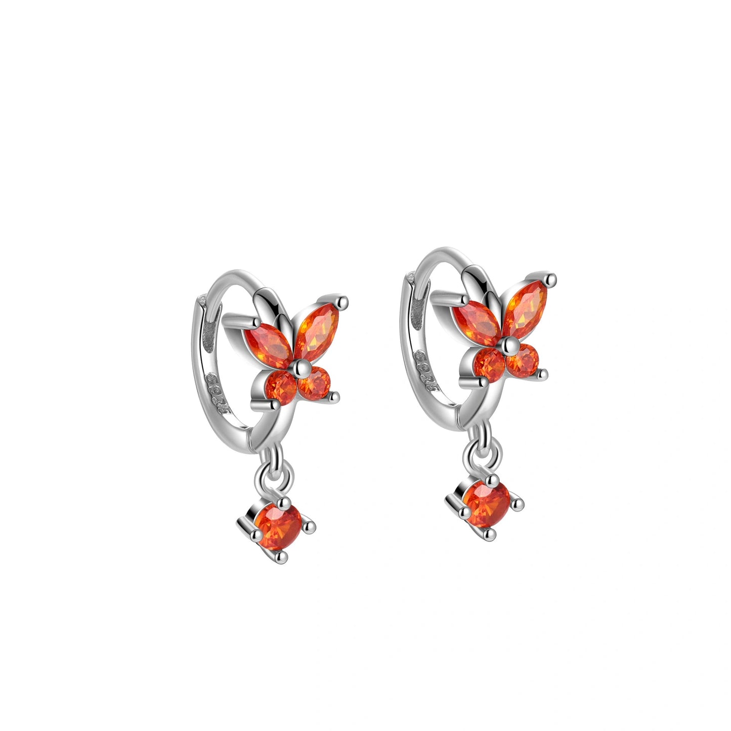 S925 Crystal Butterfly Huggie Earrings