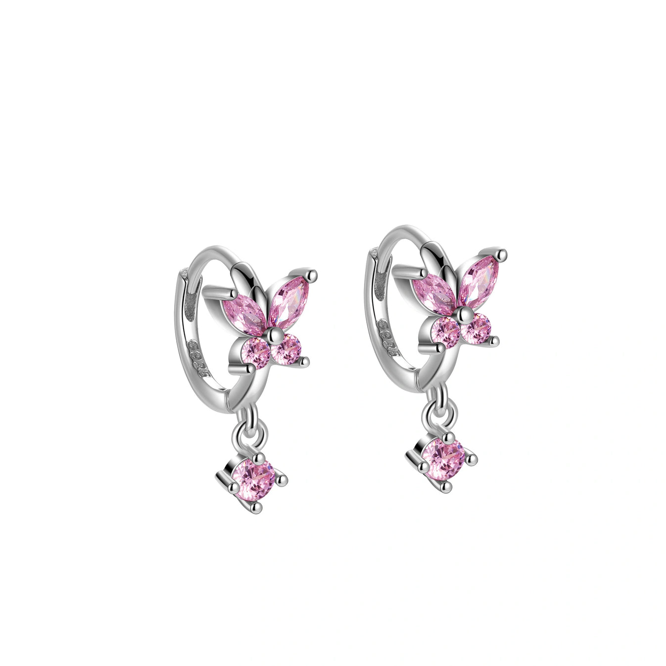 S925 Crystal Butterfly Huggie Earrings