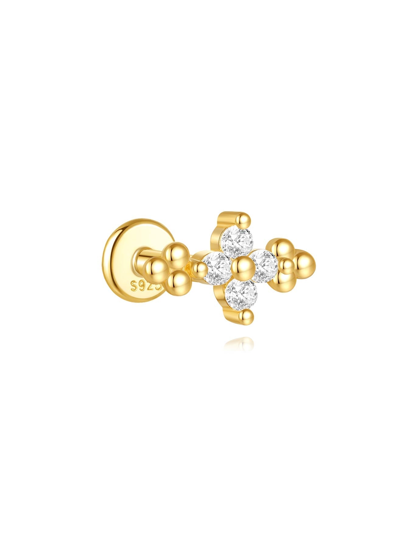 925 Sterling Silver Waterproof Flower Drops Star Moon Studs Earring Series