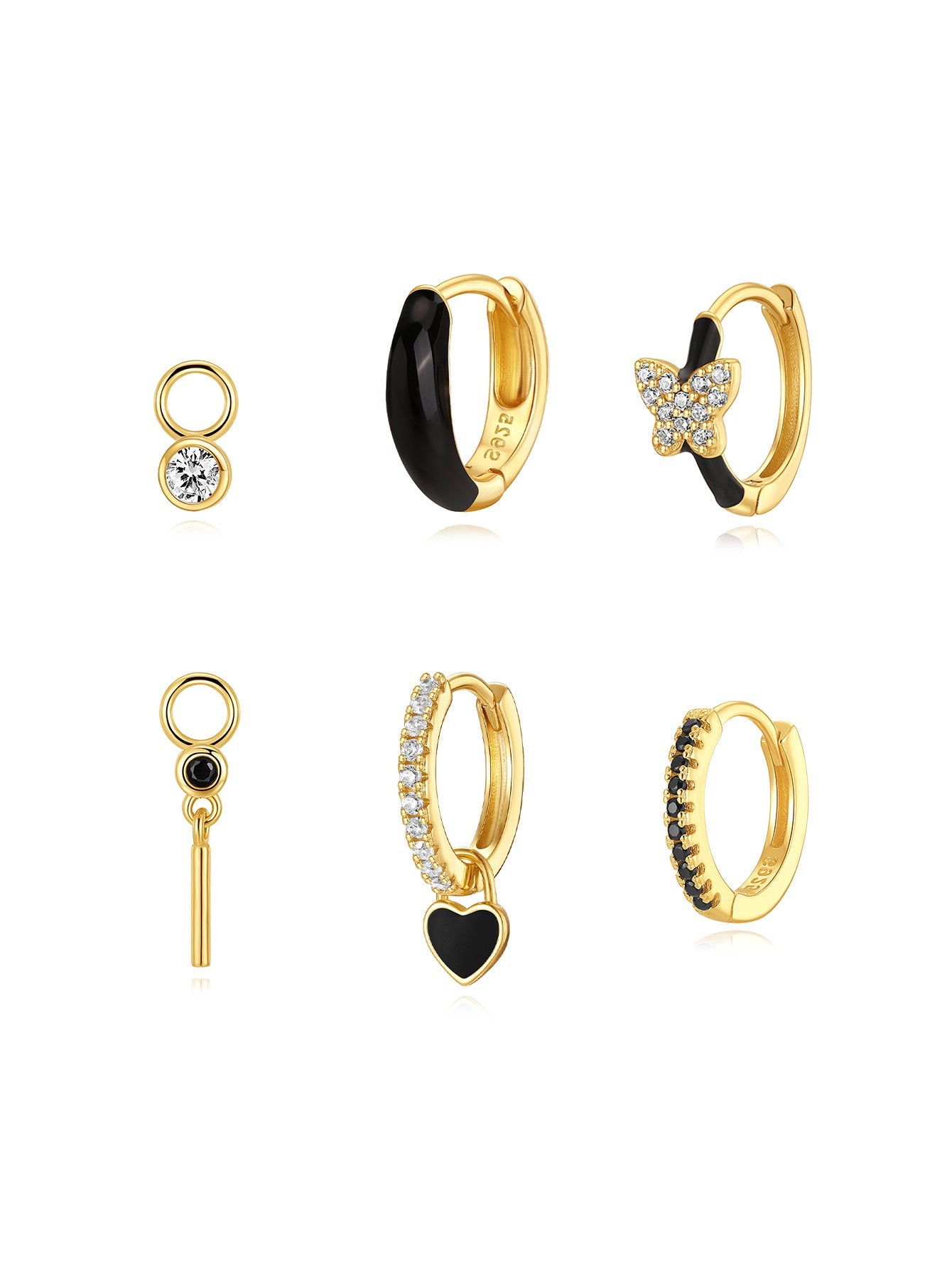 S925 Heart Butterfly Earrings Set