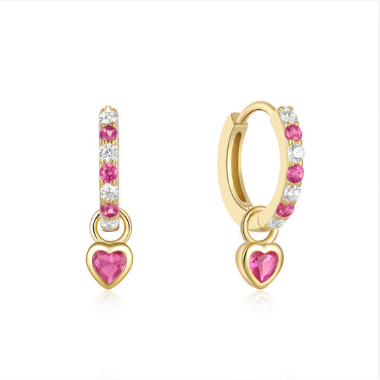 S925 Romantic Heart-Shaped Zircon Pendant Earrings