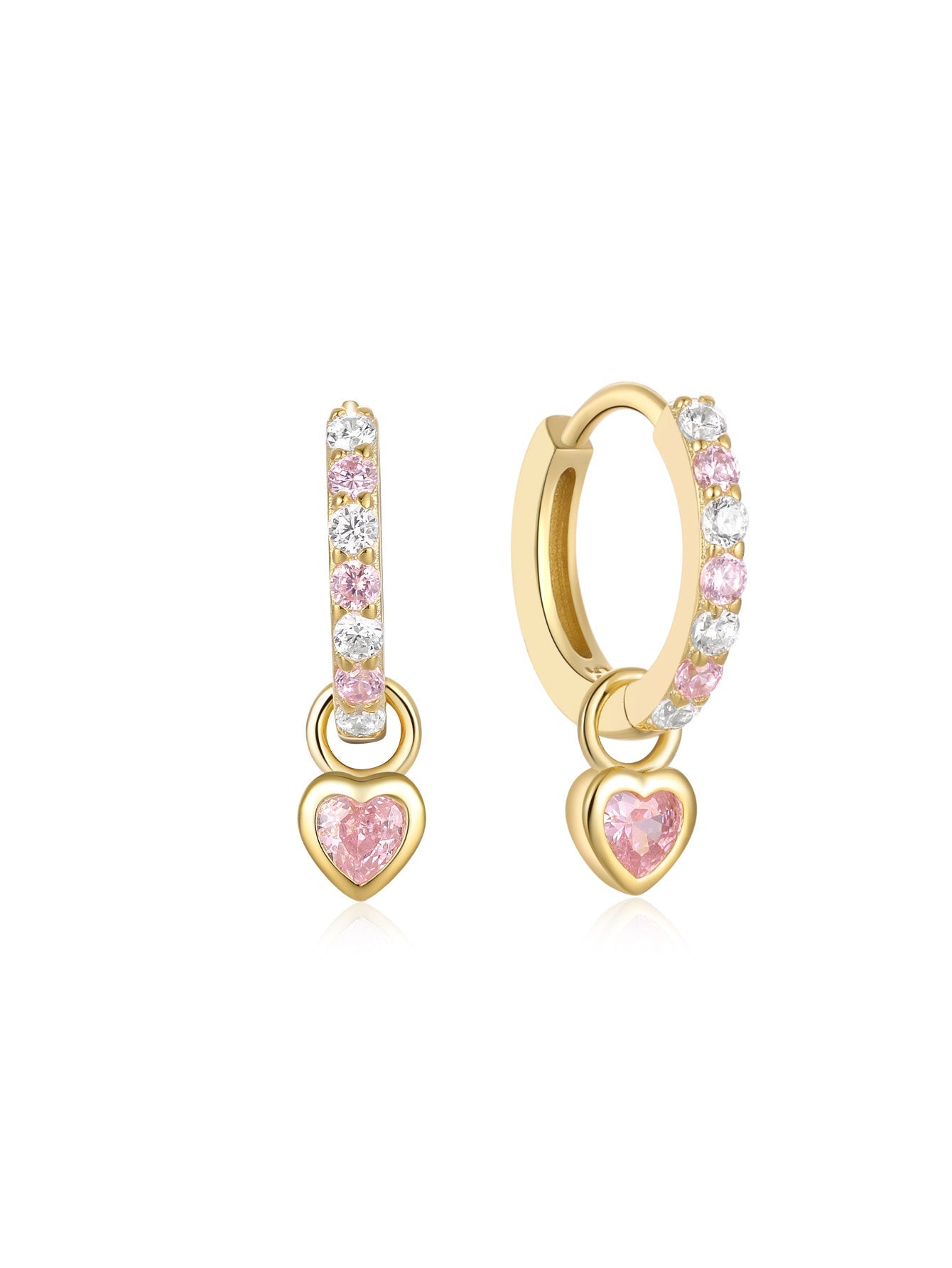 S925 Romantic Heart-Shaped Zircon Pendant Earrings