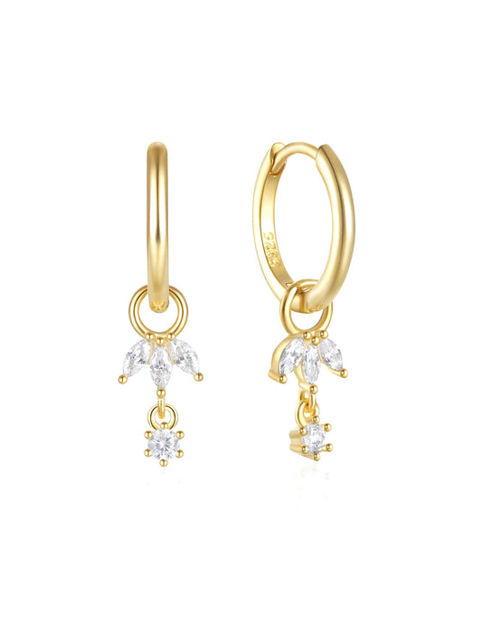 S925 Sterling Silver Flower Zircon Pendant Earrings