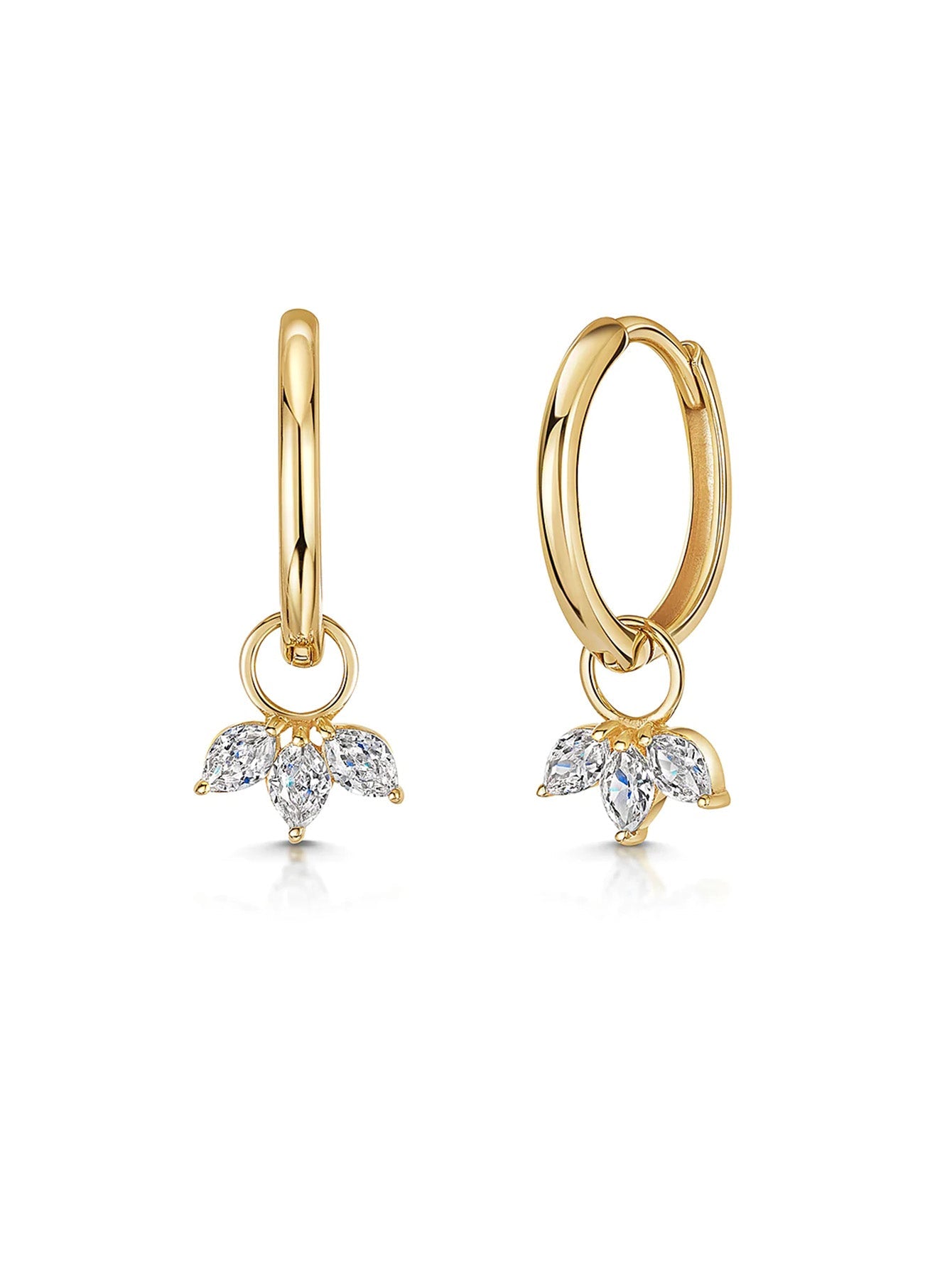 S925 Sterling Silver Petal Zirconia Earrings