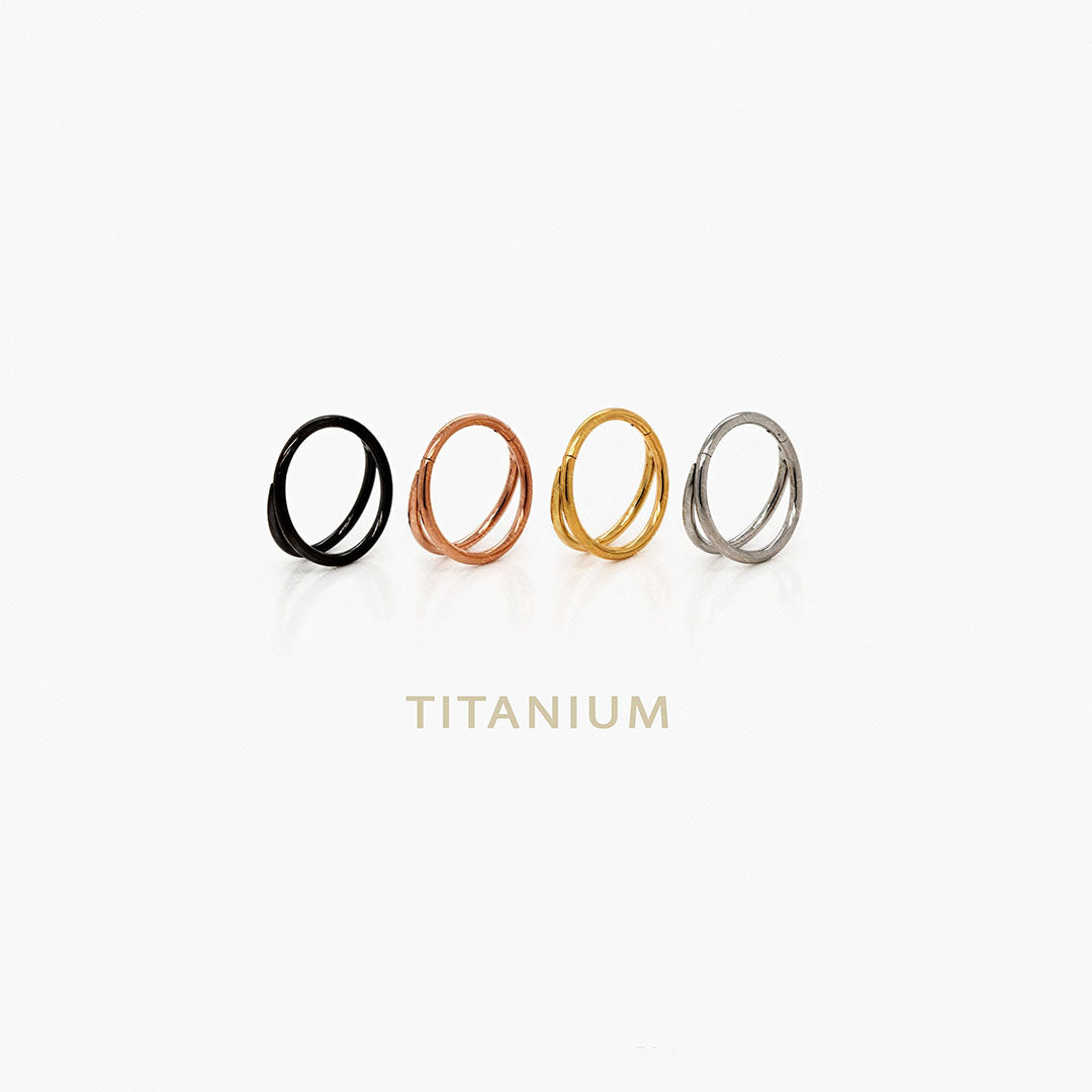 G23 Titanium Waterproof Refined Layers Double Hoop Clicker Earrings