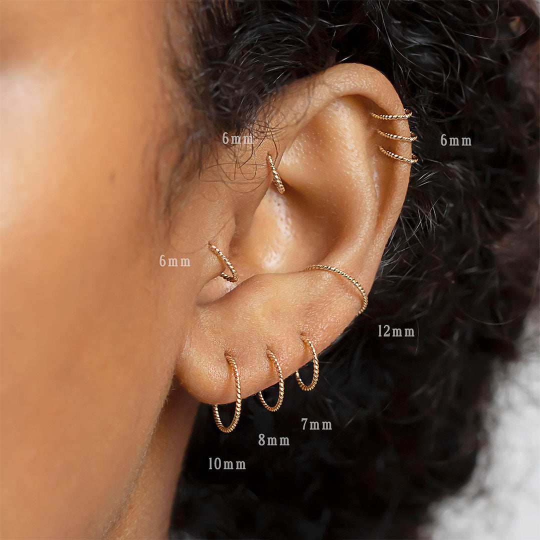 G23 Titanium Thin Twisted Hoops Rings for Ear or Nose Piercings