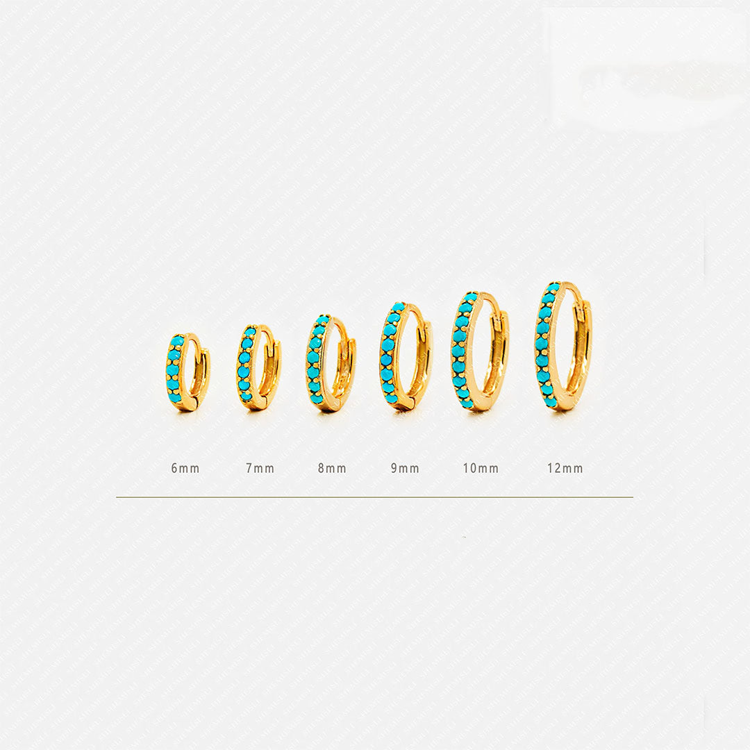 925 Sterling Silver Turquoise Hoop Huggies Earring