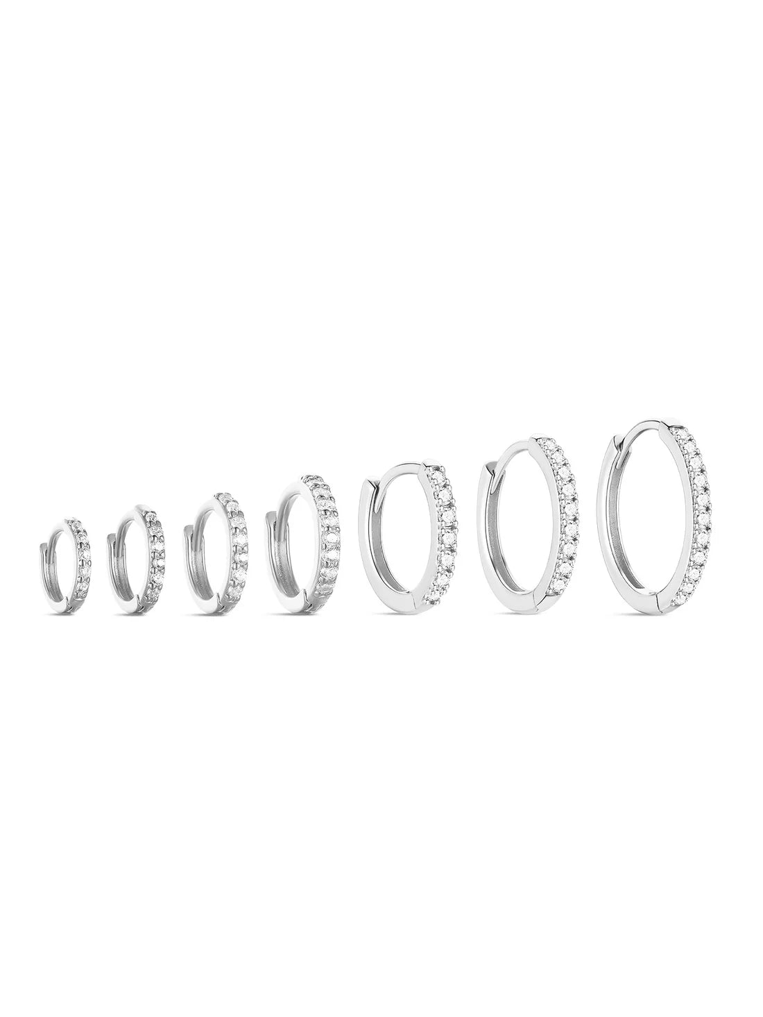 925 Classic Waterproof Pave Hoop Huggies Earrings