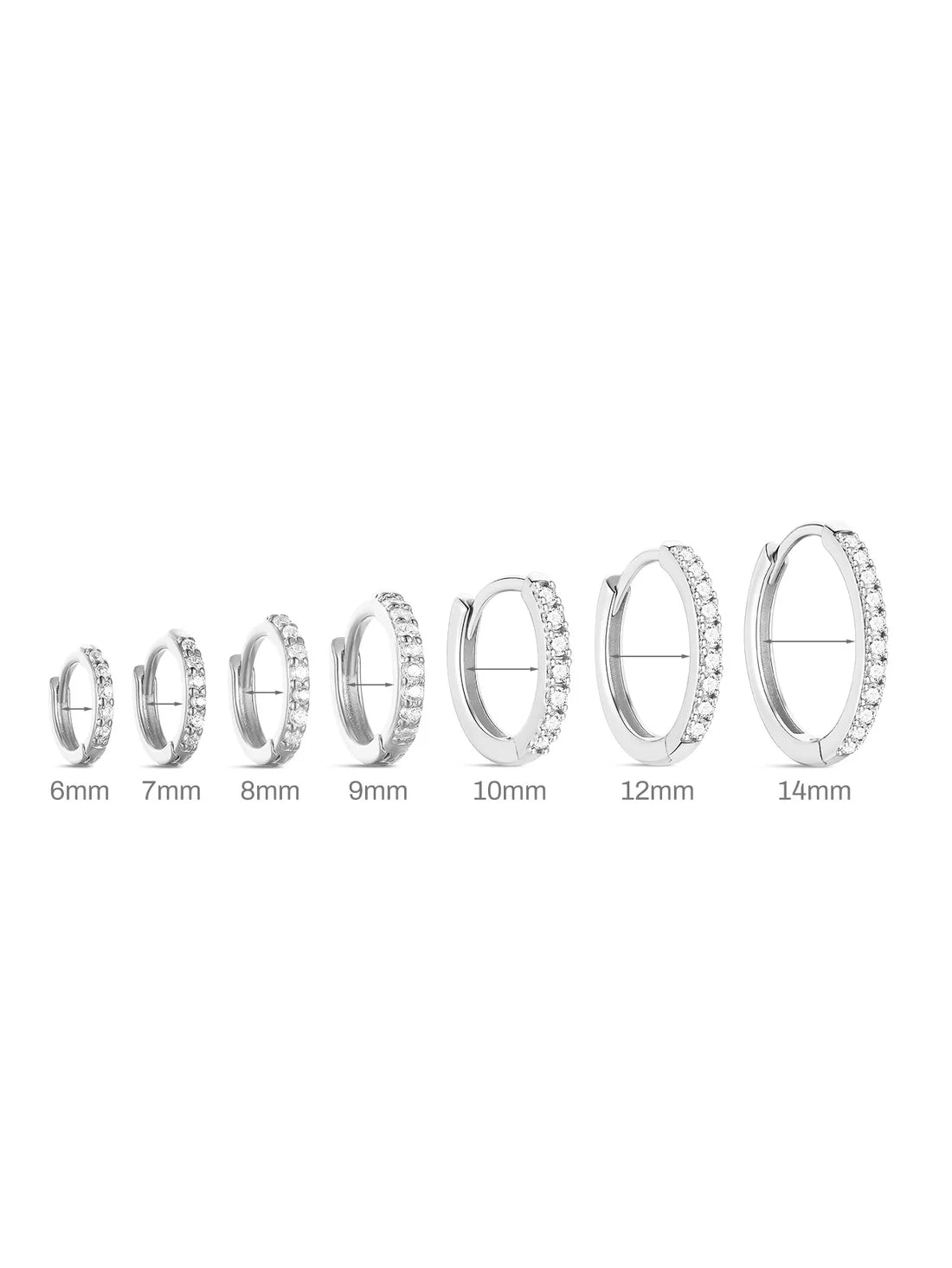 925 Classic Waterproof Pave Hoop Huggies Earrings
