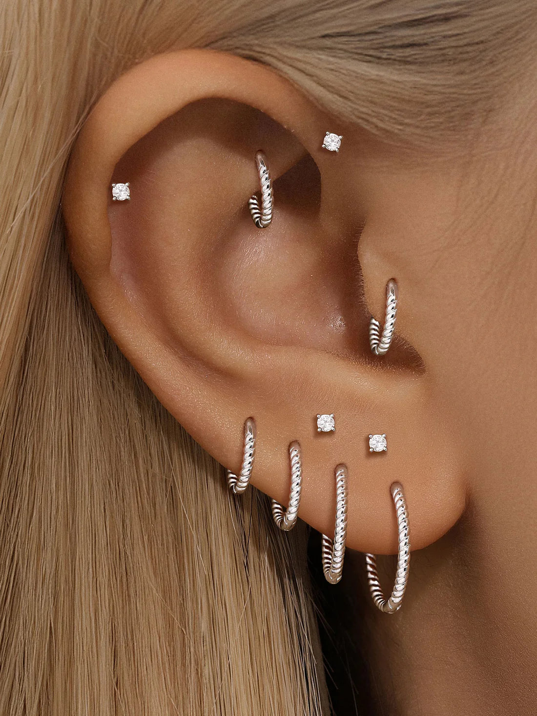 Minimalist 925 Sterling Silver Twisted Hoop Earrings