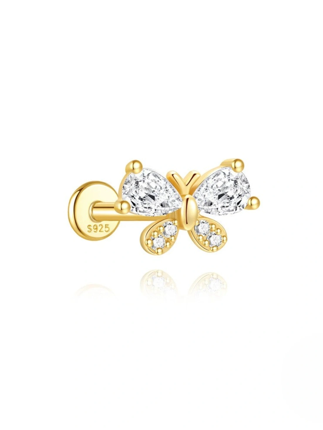 925 Sterling Silver Butterfly Flower Star Piercing Studs